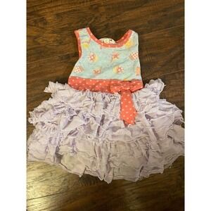 MATILDA JANE Let's Eat Cake Dress blue coral Girls Size 2T Cupcake Print
